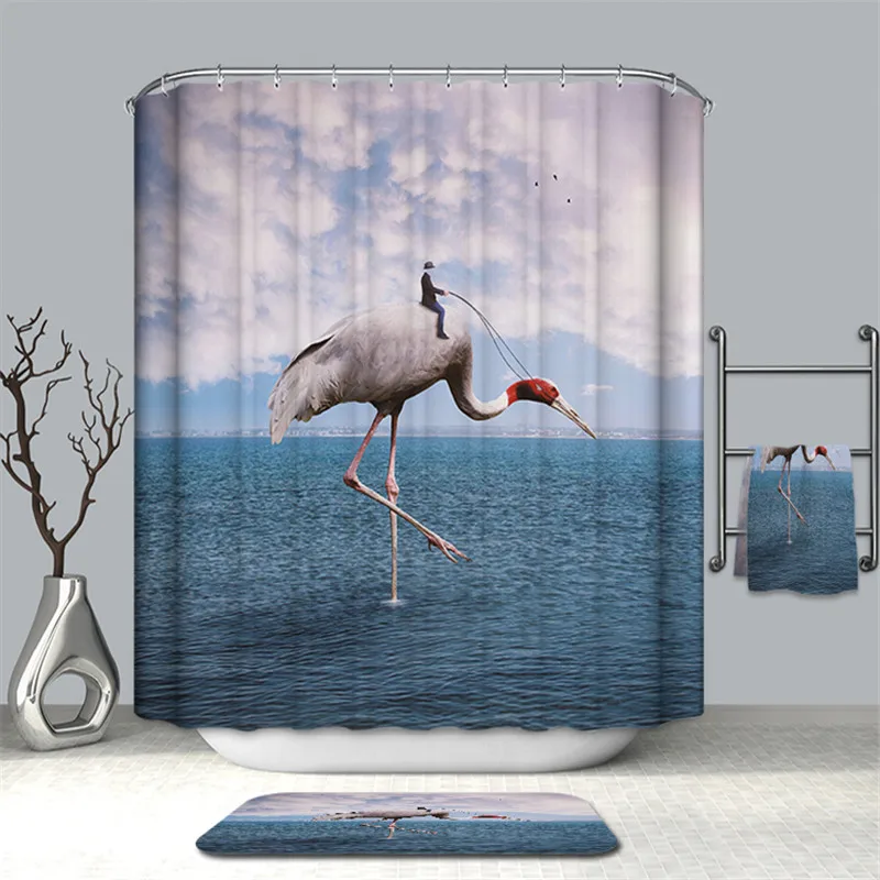 

Cute Animal Polyester Shower Curtain with 12 Hooks Waterproof Vintage Curtain For The Bathroom Cortina De Ducha Douchegordijn
