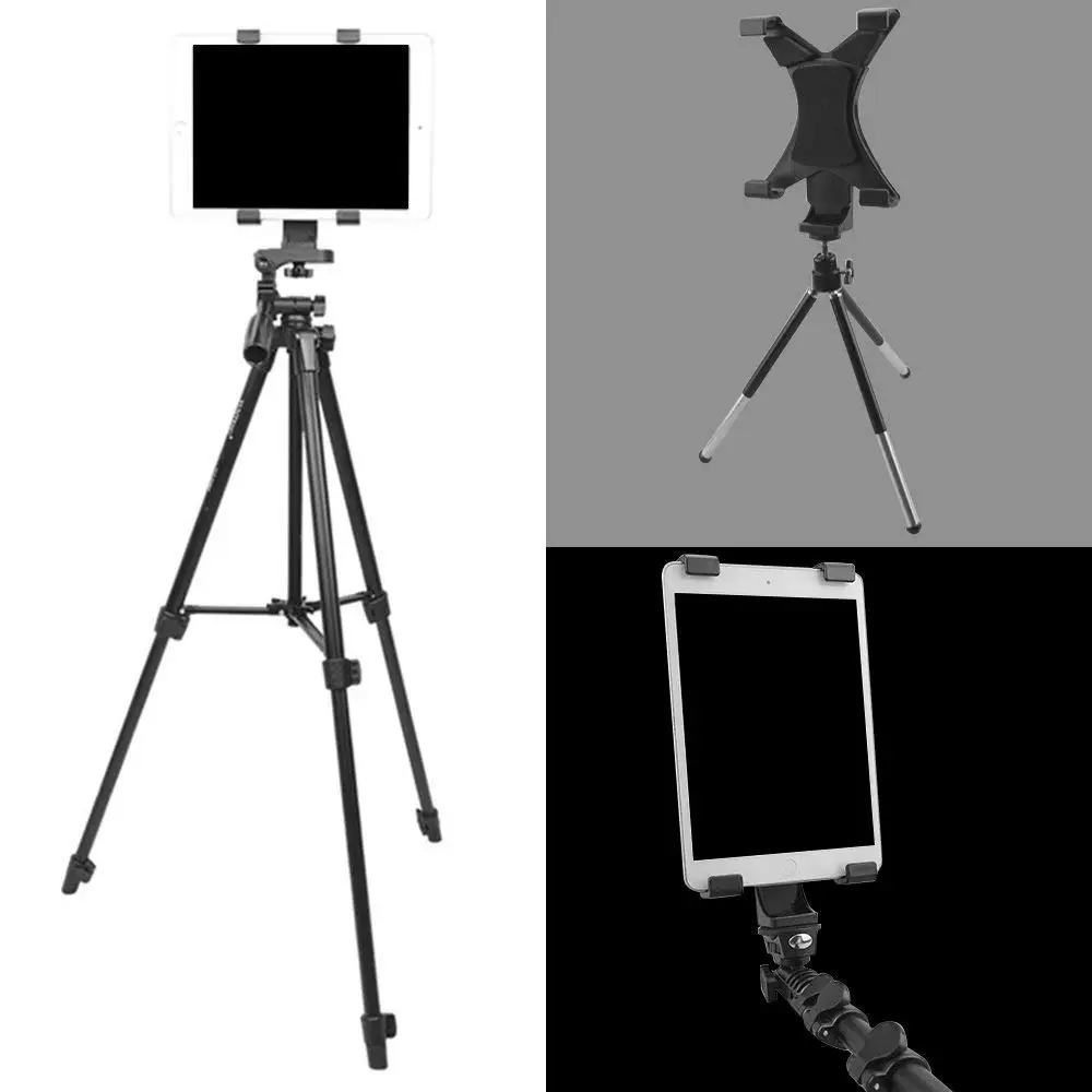 Universal Tablet Tripod Mount Adapter Clamp Holder for Apple iPad 2,3,4,Air, Air2,iPad Mini 1st,2,3, Samsung Galaxy Tab,Tab 2,Tab 3,Tab 4, Tab Pro, Tab S,Microsoft Surface, Google Nexus etc. 6