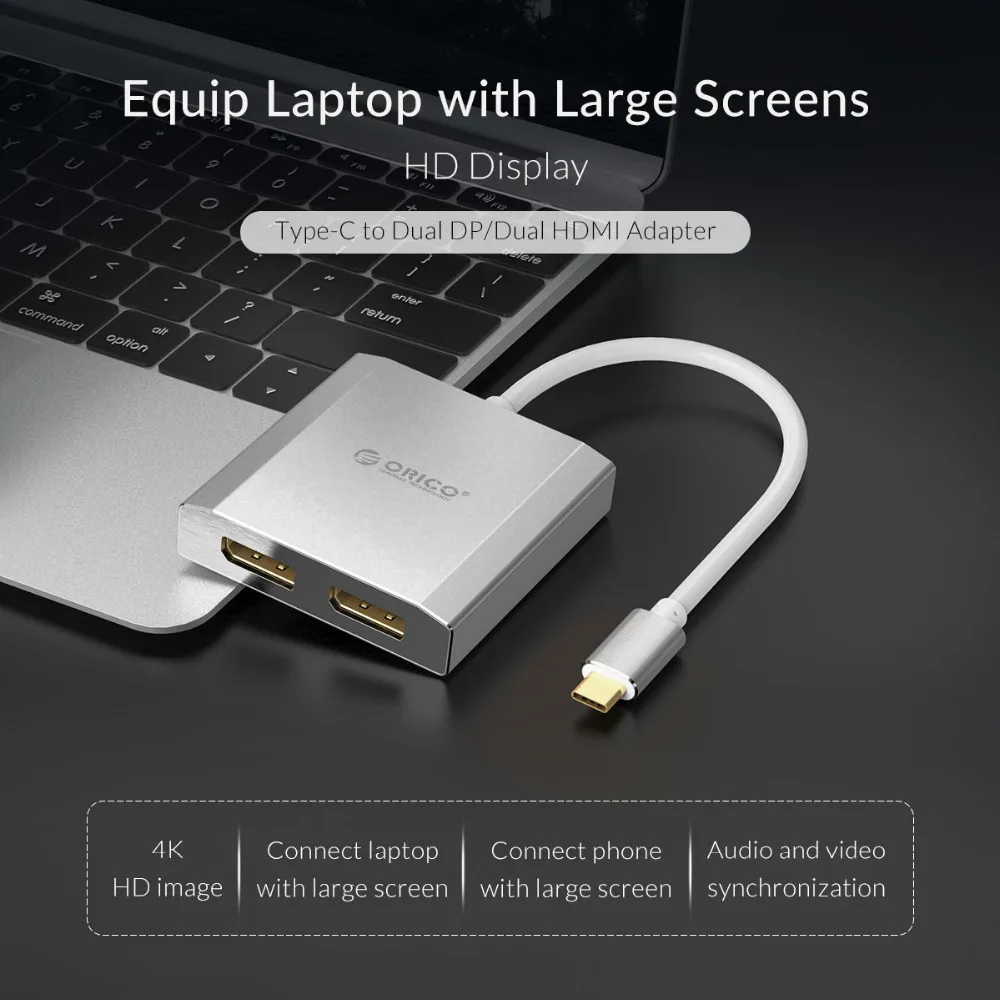 ORICO Type C к двойному HDMI DP адаптеру кабели 4K 30Hz/60Hz HD для Macbook Pro Samsung S9 Huawei Mate P20 ноутбук