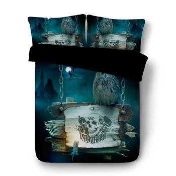 

Halloween owl Digital print Bedding Set Quilt Cover Design Bed Set Bohemian a Mini Van Bedclothes 3pcs JF555