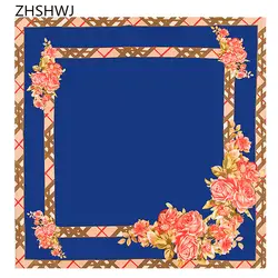 [Zhshwj] Бесплатная доставка новый 100% шелк Шарфы для женщин британский стиль суб-цветок шарф Для женщин шарф Шелковый платок декоративные