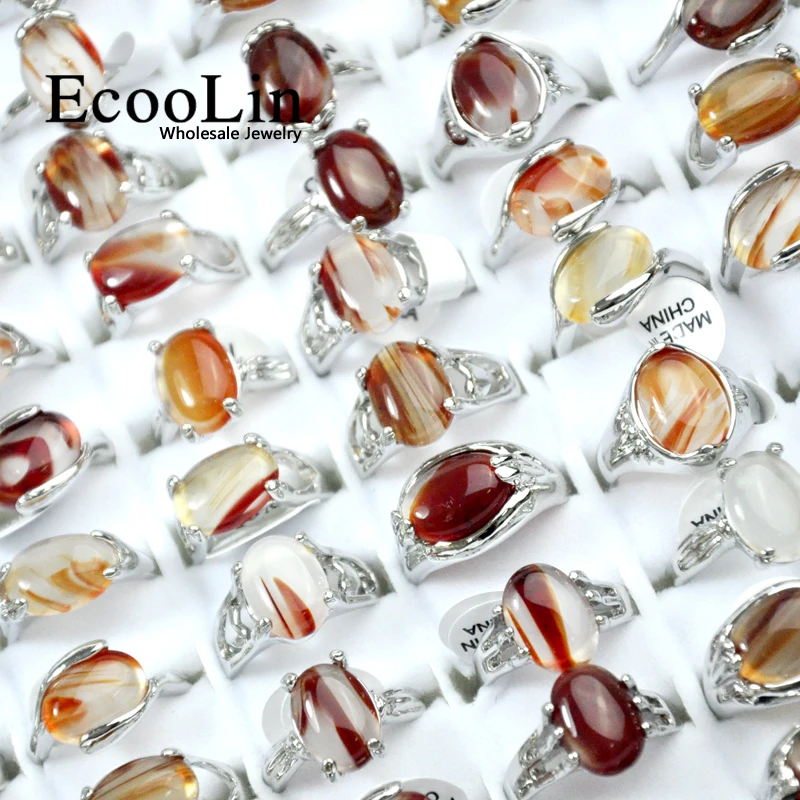 50pcs Natural Stone Women's Rings For Women Fashion Jewelry Wholesale