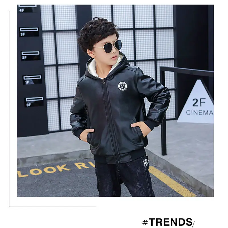 INS/Лидер продаж, Детская куртка из искусственной кожи Модная Вельветовая кожаная куртка с капюшоном для детей от 2 до 13 лет кожаная куртка для мальчиков Повседневный Топ