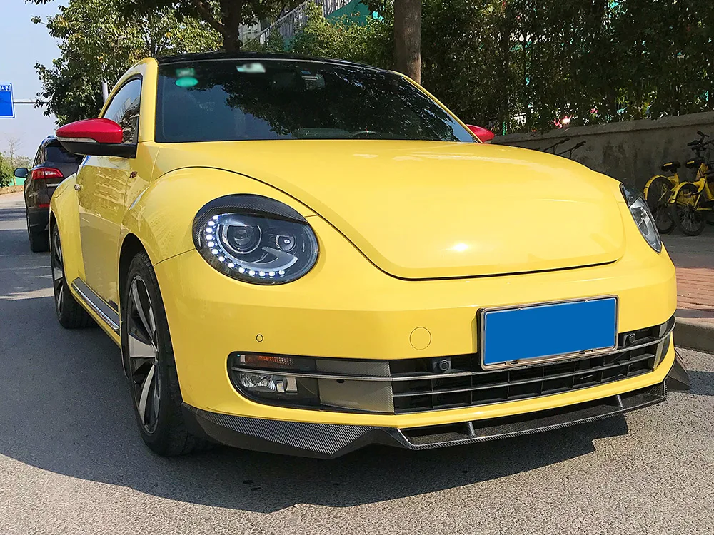 Углеродное волокно авто гоночный передний бампер спойлер для Volkswagen Beetle 2 двери 2012- автомобильный Стайлинг двухсторонняя антенна