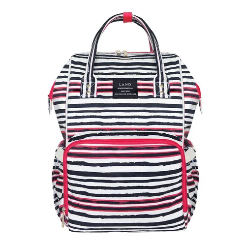 Black White Stripe Mommy пеленки мешок большой емкости Детские Подгузники Сумки Desiger уход сумка модный дорожный рюкзак уход за ребенком Bebek сумка для мамы, папы, земли - Цвет: Black White Stripe