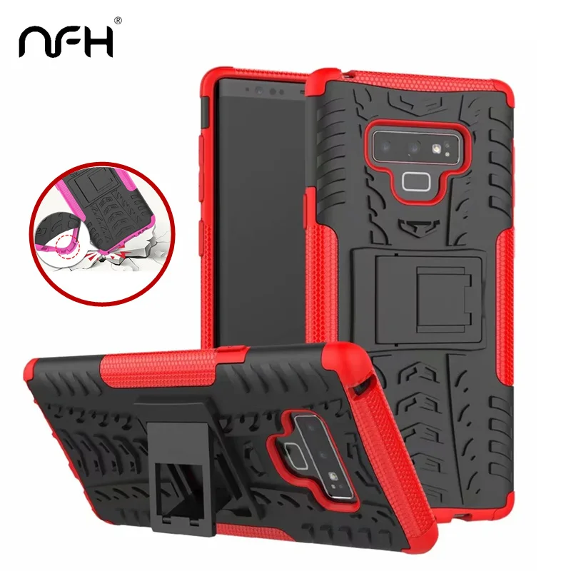 

NFH Mixing Shockproof Silicone Protection Case For Samsung Galaxy Note 9 Hard Armor Stand Phone Case On For Samsung Note 9 6.3"