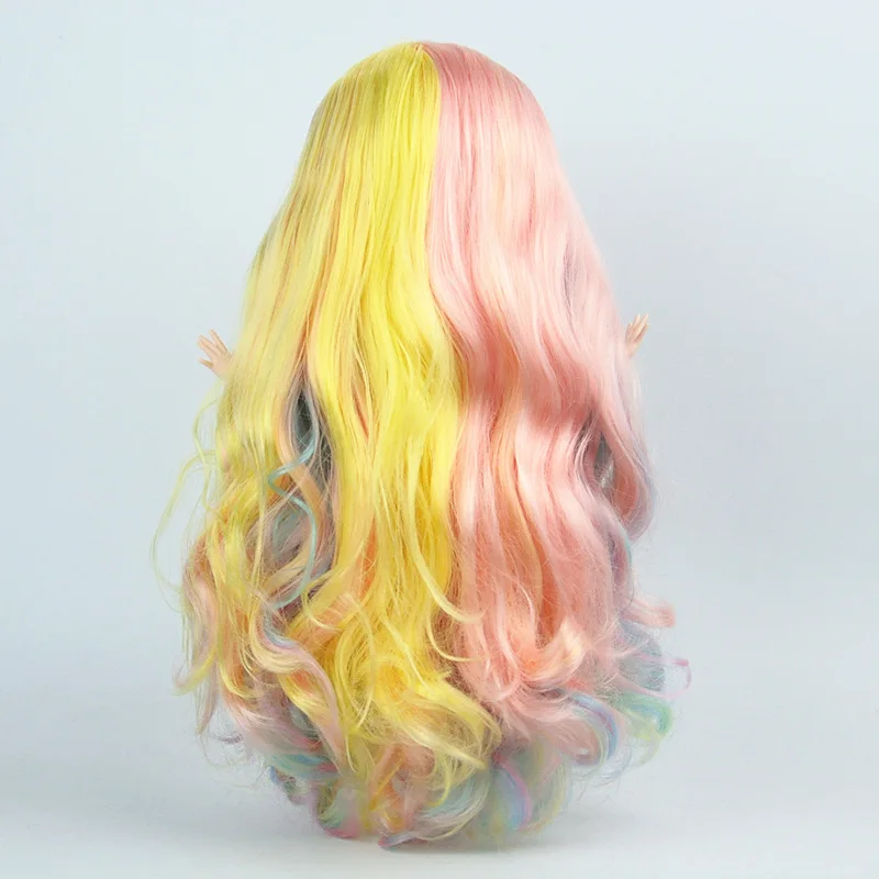 DIY Wavy Curly Hair Wig for 1/6 Doll Scalp RBL blyth doll accessories White skin Scalp with Colorful Hair diy blyth Toy for girl DIY Wavy Curly Hair Wig for 1/6 Doll Scalp RBL blyth doll accessories White skin Scalp with Colorful Hair diy blyth Toy for girl