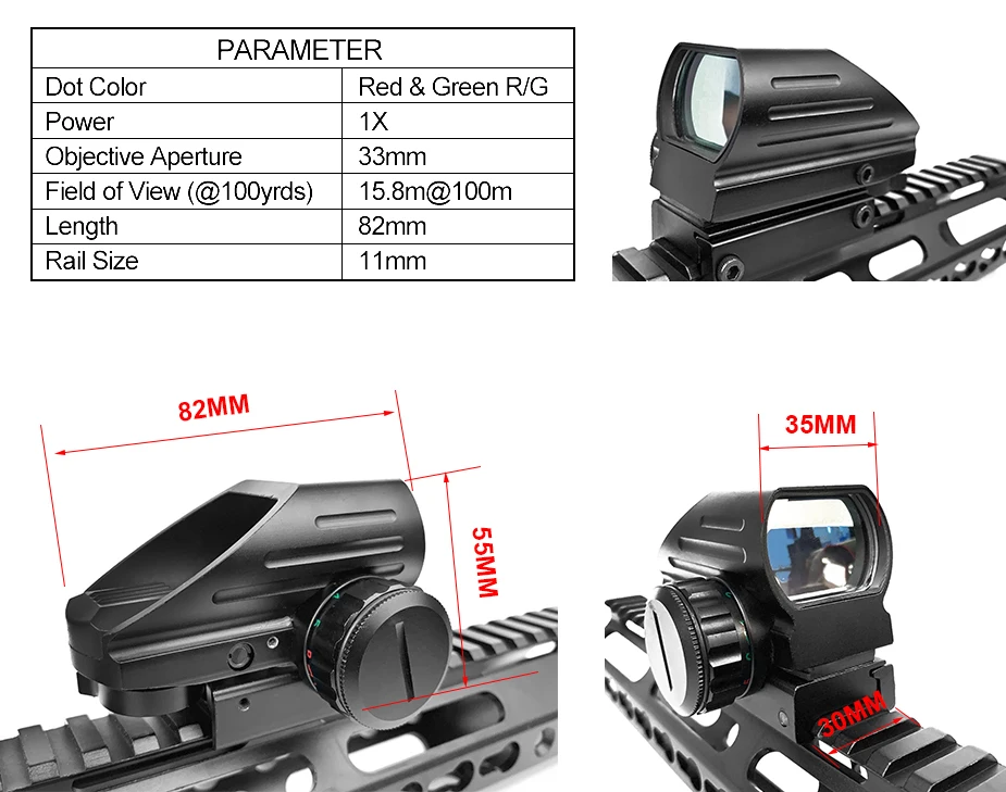 Тактический рефлекторный красный зеленый лазер 4 Сетка голографический проецируемый точечный прицел с 11 мм/20 мм рейку Airgun прицел охота