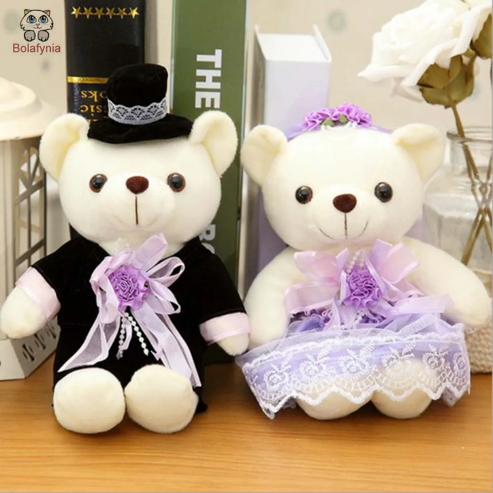 BOLAFYNIA Bear couple wedding children doll plush Stuffed toy for