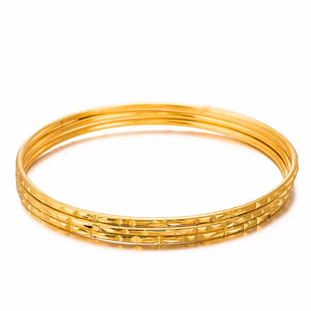 1 Pc Women's Luxury Dubai Gold Bangle 2mm Thin Bracelet Gold Big