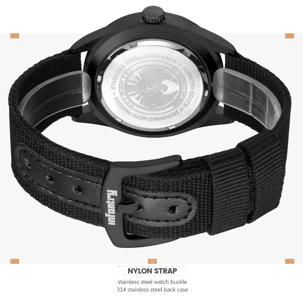 INFANTRY Mens Watches Top Brand Luxury 2018 Military Watch Men Army Sport Glow in Dark Date Day Tactical Nylon Relogio Masculino