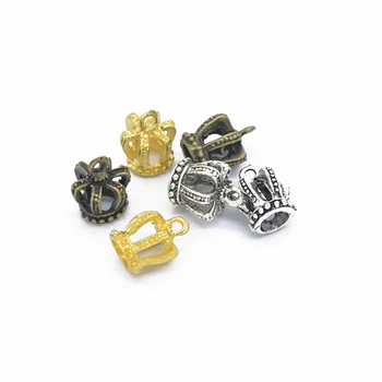 

30pcs/lot Gold Silver Color Crown Charm Beads fit Bracelet Connectors Vintage Charms Beads For DIY Jewelry Making Findings