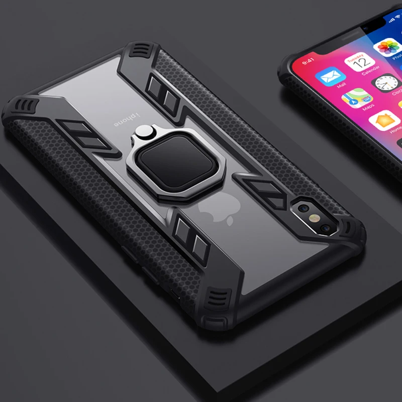 

Predator Armor Case For Apple iPhone Xs MAX Xr X Hybrid Rugged Shockproof Ring Holder Case Cover For iPhone 7 8 6 6s Plus Funda