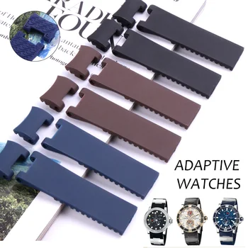 

22-20mm Wholesale Black Brown Blue Waterproof Silicone Rubber Replacement Wrist Watch Band Strap Belt For Ulysse Nardin Watch