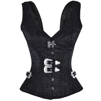 

Corset Steampunk Gothic Corsets And Bustiers Modeladora Black Vest 12 Steel Boned Bustier Corselet Modeling Strap
