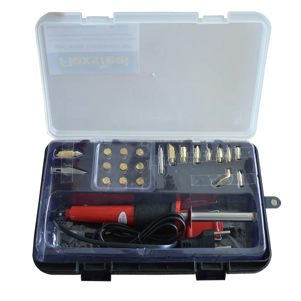 25PC Soldering Iron Wood Burning Tool Set With 21PC Wood Burning Tips A