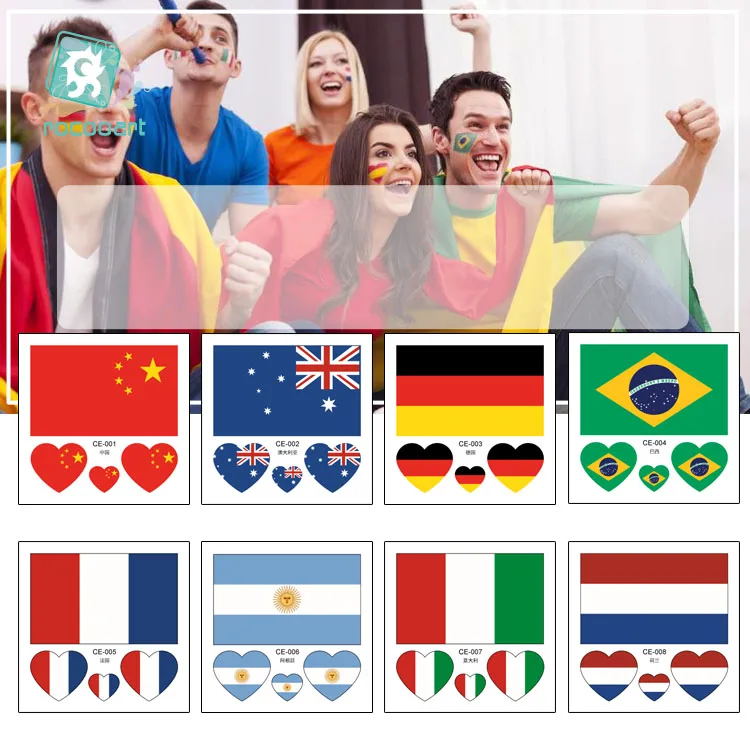 

2019 French Women's Football World Cup,France, England, Scotland, Norway, Sweden, Germany, Italy, Spain, Flag Temporary Tattoo.