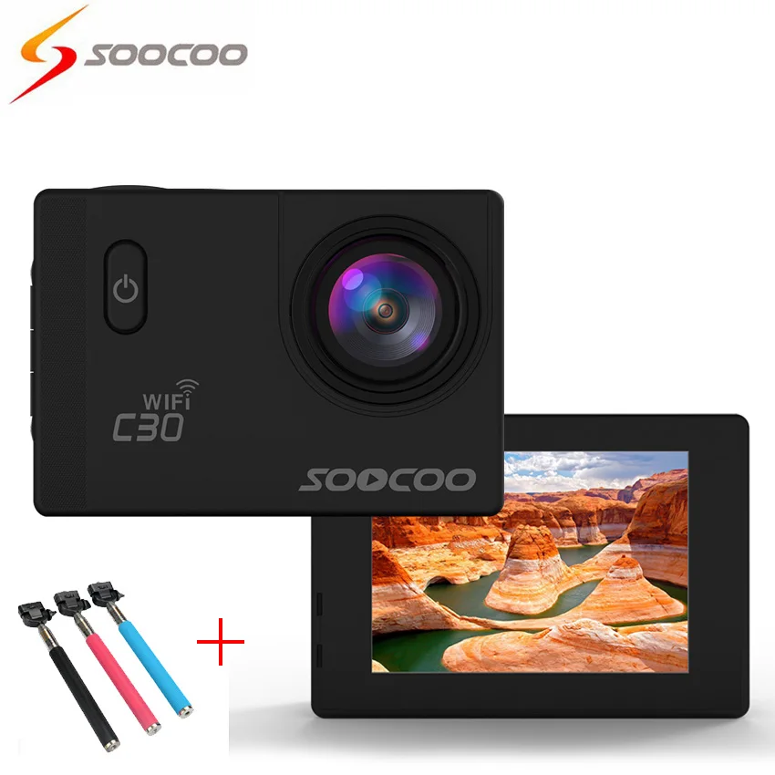  [+Selfie Stick] SOOCOO C30 4K Wifi Action Sport Camera (70-170 Degrees) 2.0 LCD DVR Video Mini Cameras deportiva Camcorders Cam 