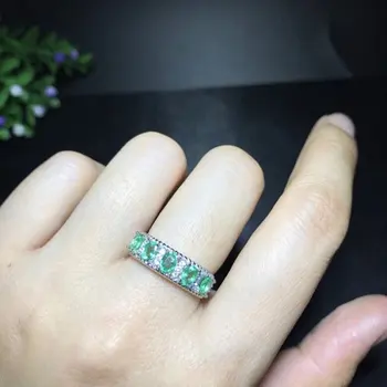 

New Jewelry Qi Xuan_Fashion Jewelry_Colombia Green Stone Simple Rings_S925 Solid Silver Woman Rings_Factory Directly Sales