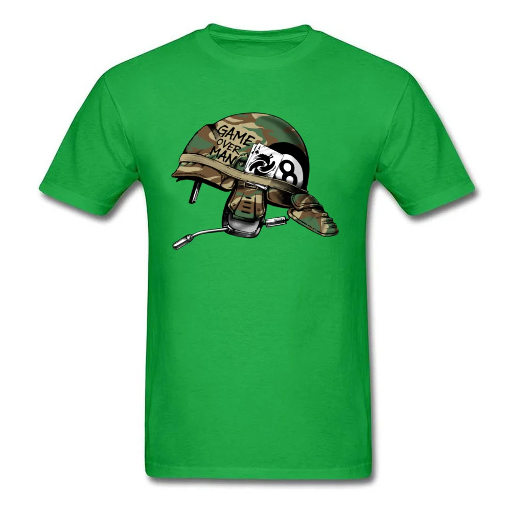 Geek Game Over Man Men's T-shirts Family Summer Fall Short Sleeve O-Neck 100% Cotton Tops Shirt Birthday Tee-Shirt Game Over Man green