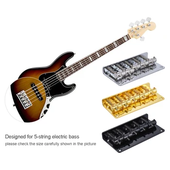 

5-saddle Bridge Set for 5 String Electric Bass Guitar Part Replacement Black