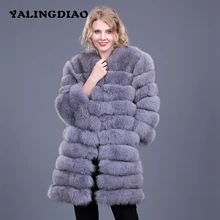 Women Real Fox Fur Coat New Winter Thick Warm Women Genuine Fur O Neck Waistcoat Coat
