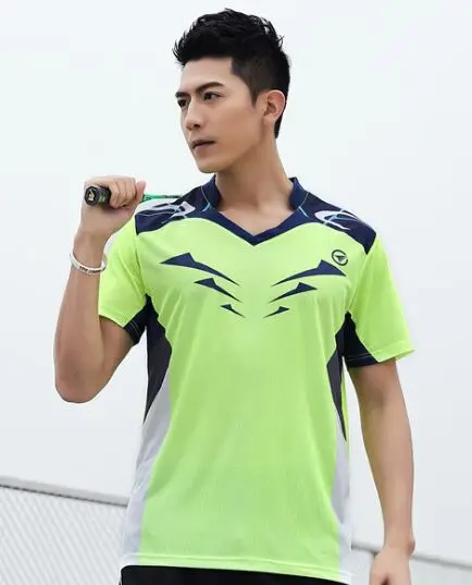 Men Green Shirt Мужская одежда для настольного тенниса, одежда для бадминтона wo men, теннисные шорты для девочек, спортивная рубашка для настольного тенниса, спортивная форма 127 - Цвет: Men Green Shirt