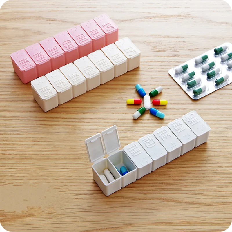 2pcs! Portable Child elderly 7 Slots pill case Dispenser segregated kit pill Holder Organizer