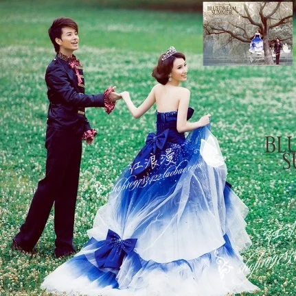 Free Shipping 2015 Men Suits And Women Dress Couple Wedding Dress Blue Gown Ebay Romantic Studio Theme Location Dress Suit Brands For Men Dress Sharpdress Shirts For Men Cheap Aliexpress