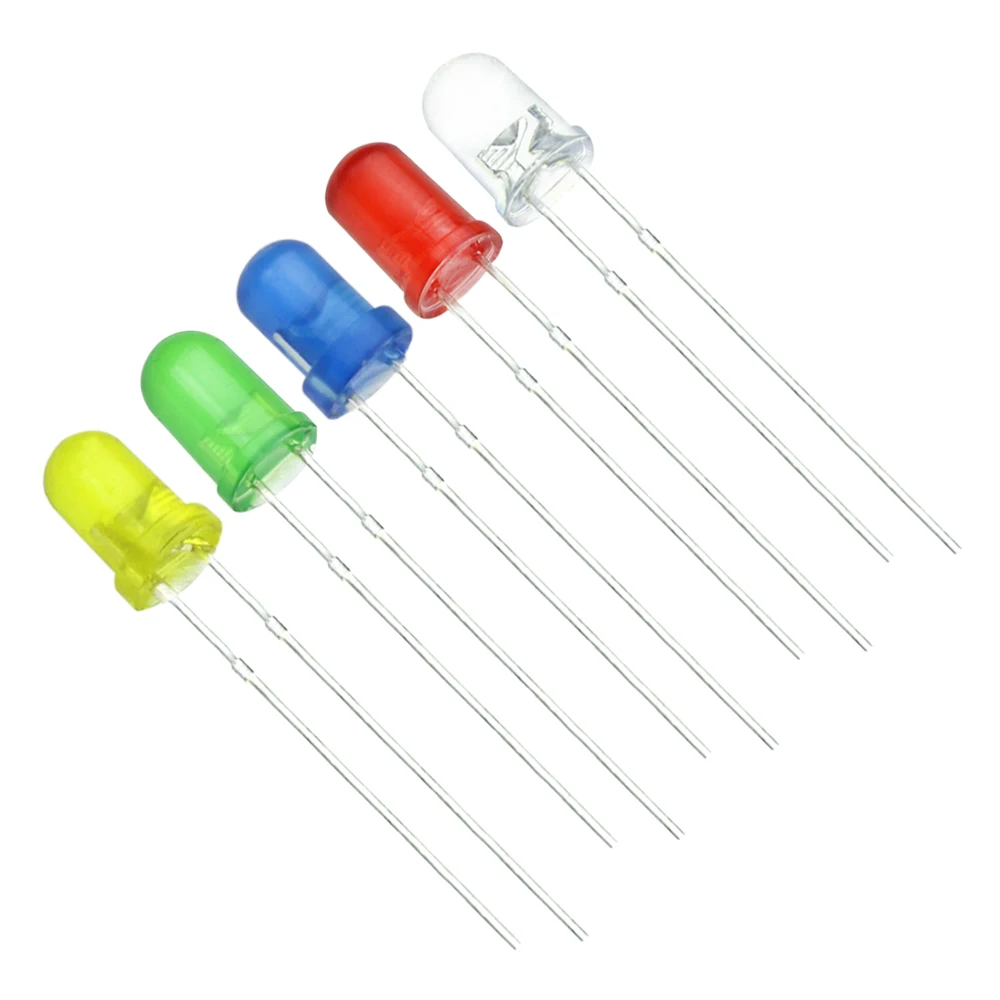 

100Pcs/lot 5 Colors F3 3MM Round LED Assortment Kit Ultra Bright Water Clear Green/Yellow/Blue/White/Red Light Emitting Diode