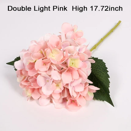 Xuanxiaotong 45 cm 1 pc Long Stem Silk Hydrangea Artificial Flowers Branch Purple White Pink Green Blue Hydrangea Faux Flowers - Цвет: double light pink