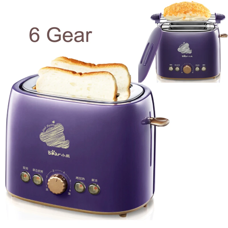

X13 Home Metal Automatic Toaster 680W 2 Slices Bread Toaster with Dust-proof Lid Breakfast Maker Reheat Function & 6 Gear