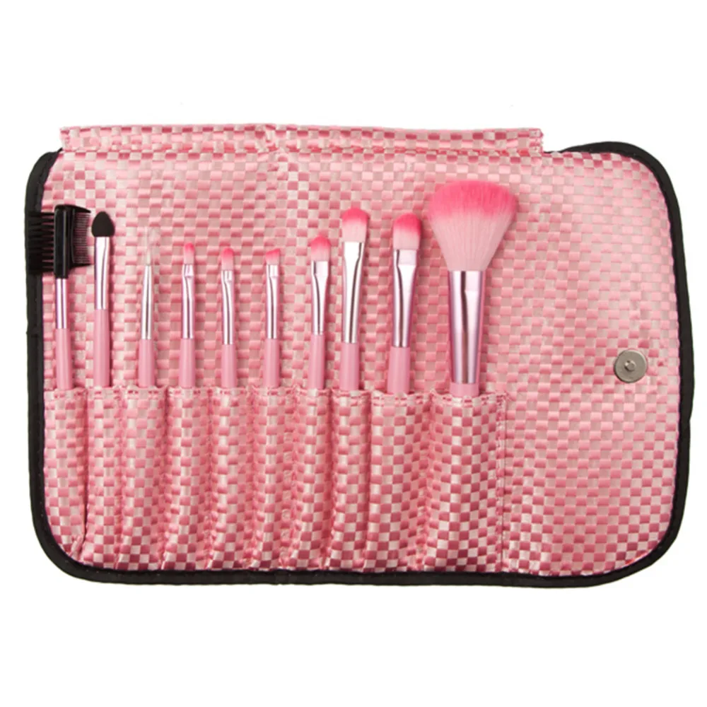 

10 pcs/set Professional Makeup Brush Set 2-Color Foundation Powder Blush Eyeshadow Eyeliner Lipliner Makeup Brushes Tools + Bag