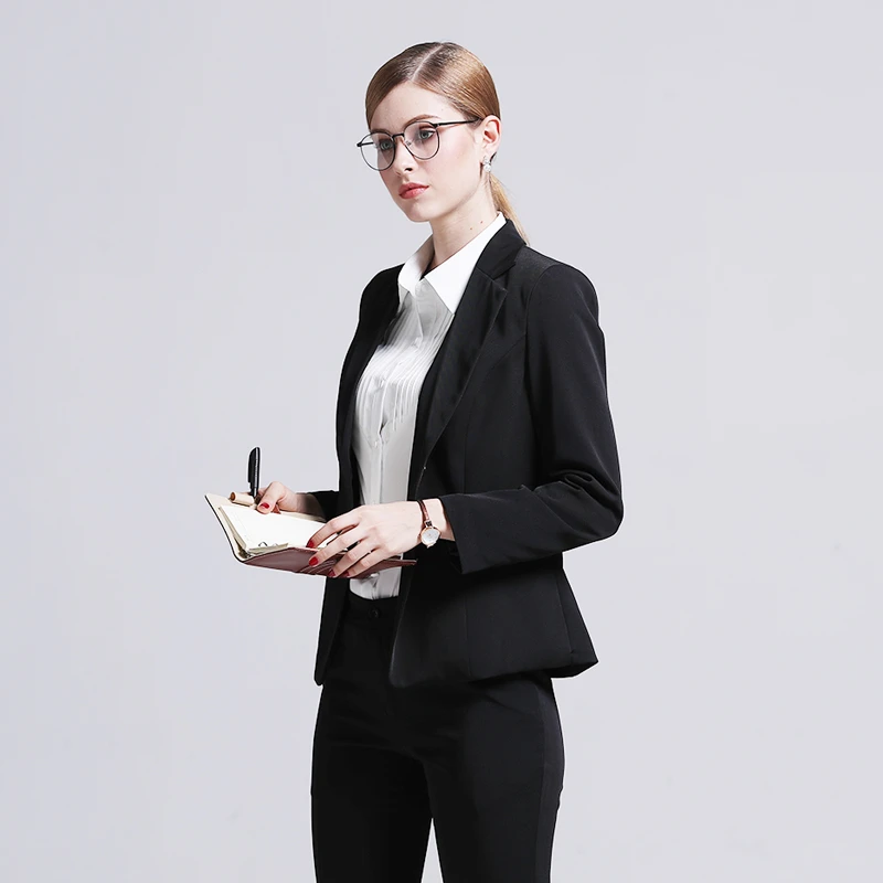 Frauen S Langarm Blazer Mit Hosen Buro Uniform Blusen Schwarz Hosenanzug Frauen Anzug Weibliche Women Pak Trouser Suits Women Trouser Suitbusiness Suit Women Aliexpress