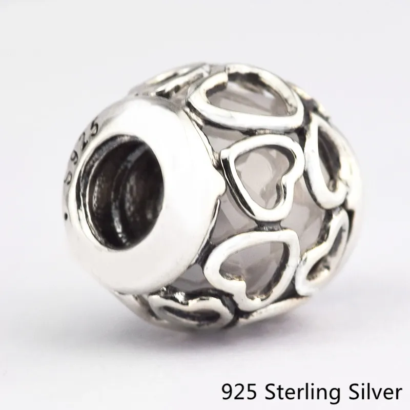 

CKK Encased in Love, Opalescent White Crystal Charms 925 Sterling Silver Beads Original Jewelry Fits For Bracelets