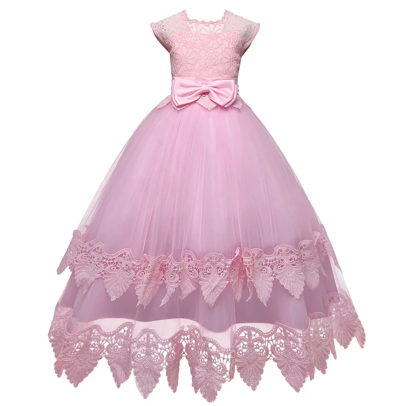 Ladystreet New Children's Wear Short-Sleeved Lace Princess Evening Robe Dress Wedding Mesh TUTU Girl Flower Dresses | Детская одежда