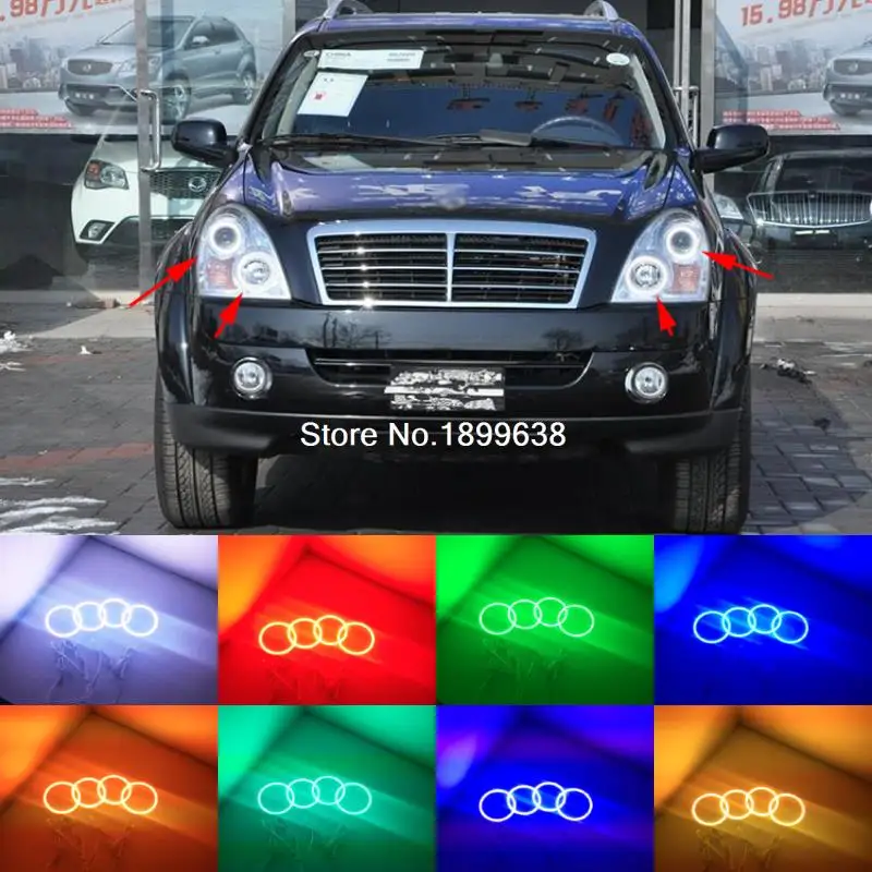 

Super bright 7 color RGB LED Angel Eyes Kit with a remote control car styling for Ssangyong Rexton 2006 to 2011
