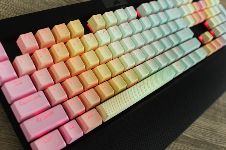 MP108/87 клавиши градиентной цветовой подсветки PBT Keycap для Corsair STRAFE K65 K70 logitech G710+ Проводная USB механическая клавиатура Keycap