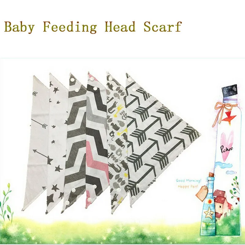 PUDCOCO Baby Feeding Head Scarf Towel Bib Boys Girls Cute Bandana Saliva Triangle Dribble Toddler Painting Drawing Pocket