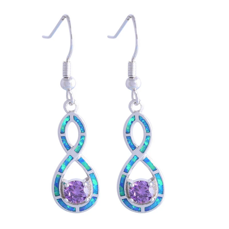 

Latest Design 925 sterling silver jewelry Purple stone Blue Fire Opal Dorp dangle earrings for women E141