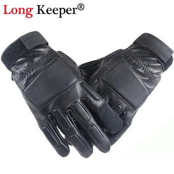 

Mens Tactical Gloves Military Touch Screen Genuine Leather luvas Full Finger Male Outdoor eldiven By Long Keeper G271