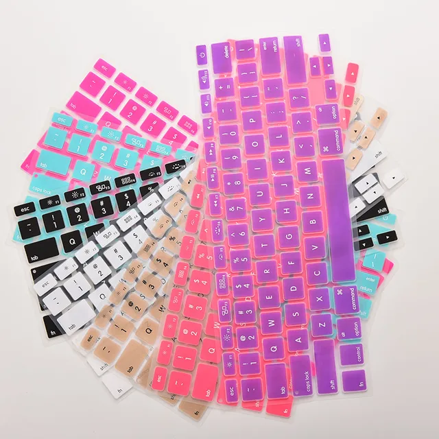 7 Candy Colors Silicone Keyboard Cover Sticker For Macbook Air 13 Pro 13 15 17 Protector Sticker Film 1