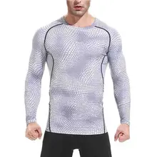 Топы Спортивные мужские футболки для бега, Мужская компрессионная фитнес-одежда, длинный рукав, плотная серпантин, футболки, быстросохнущая серая рубашка XXL