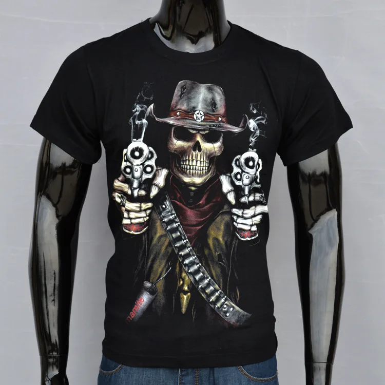 GLOW IN THE DARK SKULL GUNS CHAIN T-SHIRTS
