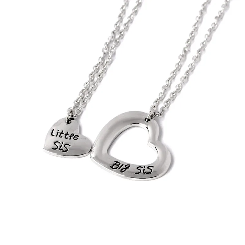 2 шт, модные ювелирные изделия, ожерелье сестры, совпадающее с "маленькой сестренкой" ожерелье в виде сердца для лучшего друга, подарок