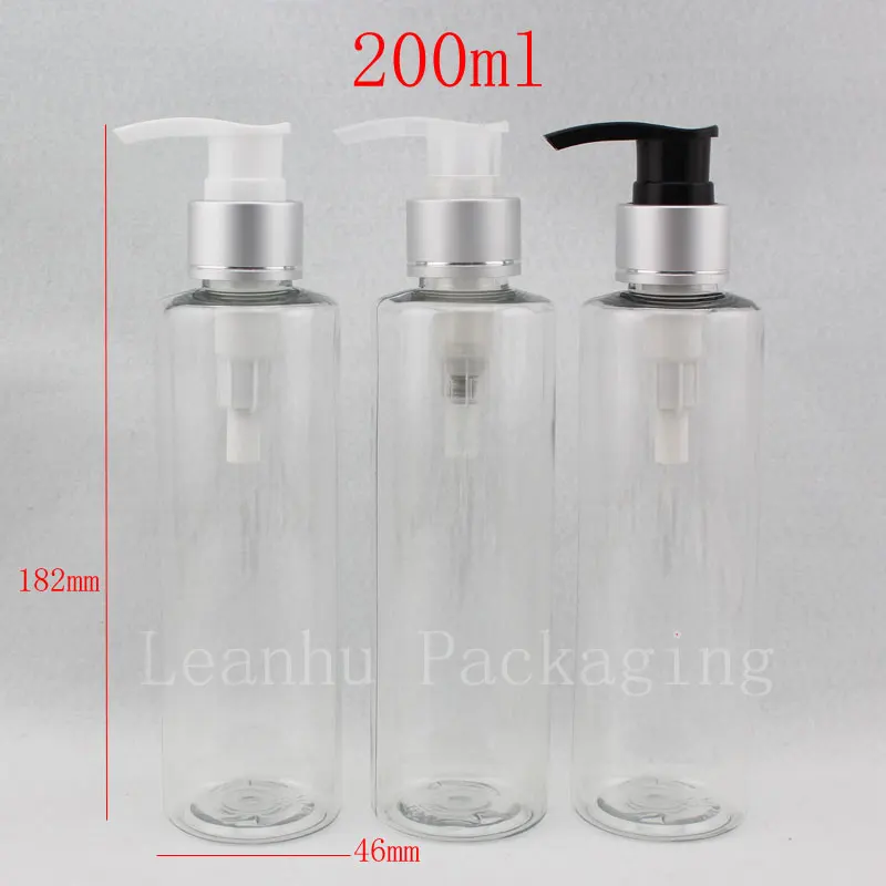200 ml empty lotion pump plastic bottles with aluminum dispenser