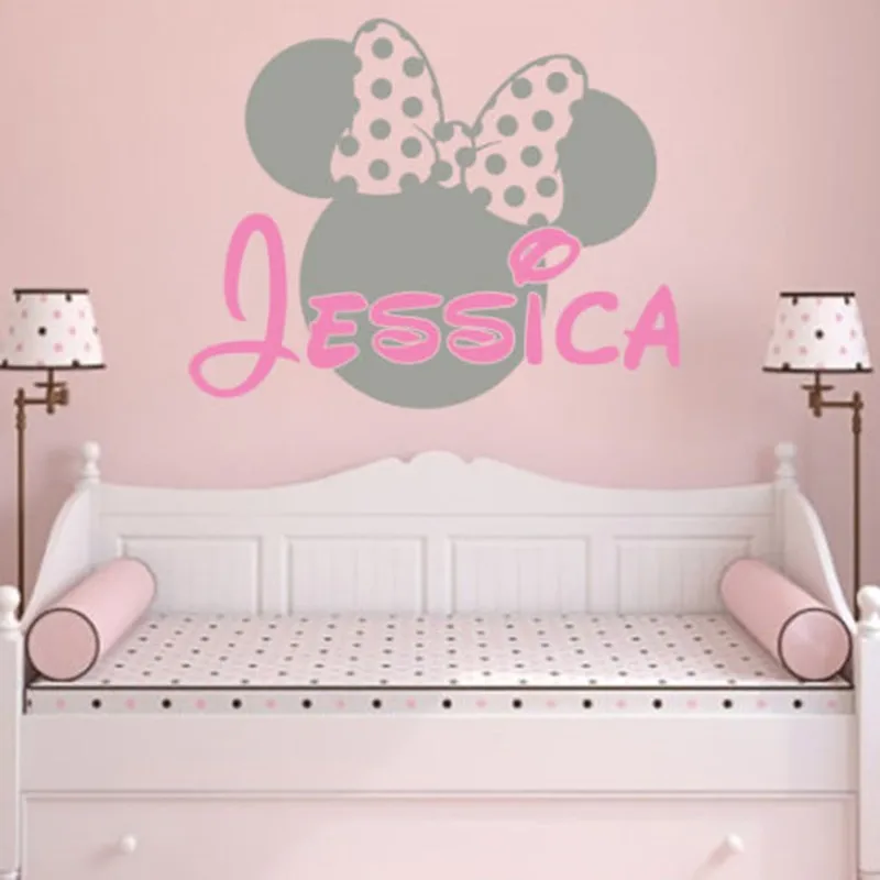 

Mickey Mouse Vinyl Kids Room Wall Sticker Nursery Bedroom Art DecorativePersonalized Custom Kids Name Wall Mural Y-618