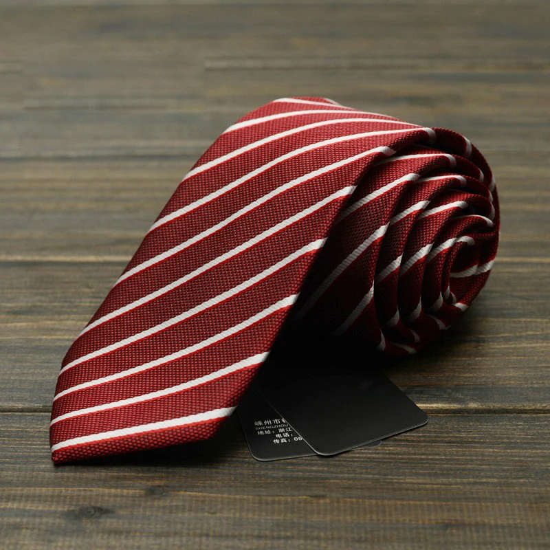 

High Quality Classic Wine red stripes Men's 7CM Tie Fashionable Shirt Accessories Business Banquet Hand knotting Necktie