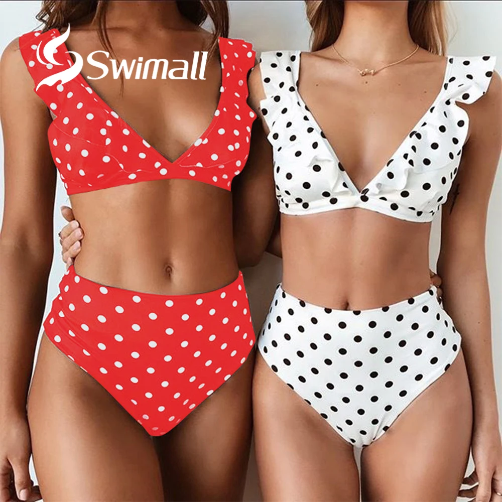 

High Waist Bikini 2019 Sexy Women Swimwear Push Up Swimsuit Ruffle Bathing Suit Polka Dot Biquinis Summer Beach Wear Female
