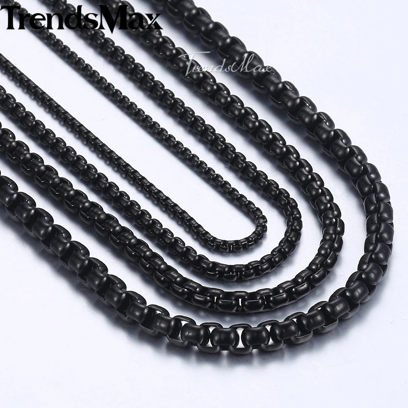 Персонализированные 2-5 мм черная коробка цепочка на шею для мужчин ожерелье из нержавеющей стали мужское ожерелье ювелирных изделий 18-3" KNM118